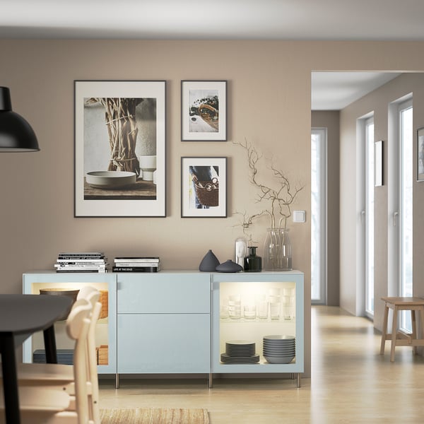 SELSVIKEN door/drawer front, high-gloss light grey-blue, 60x38 cm