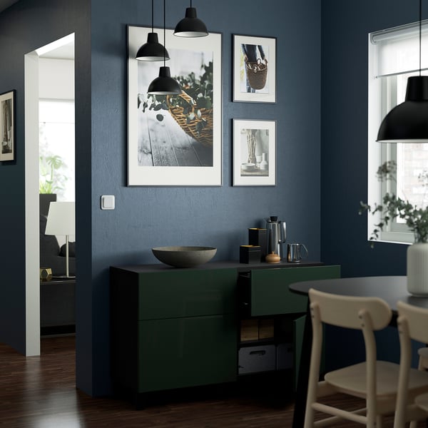 SELSVIKEN door/drawer front, high-gloss dark olive-green, 60x38 cm