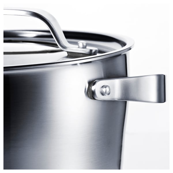 SENSUELL pot with lid, stainless steel/grey