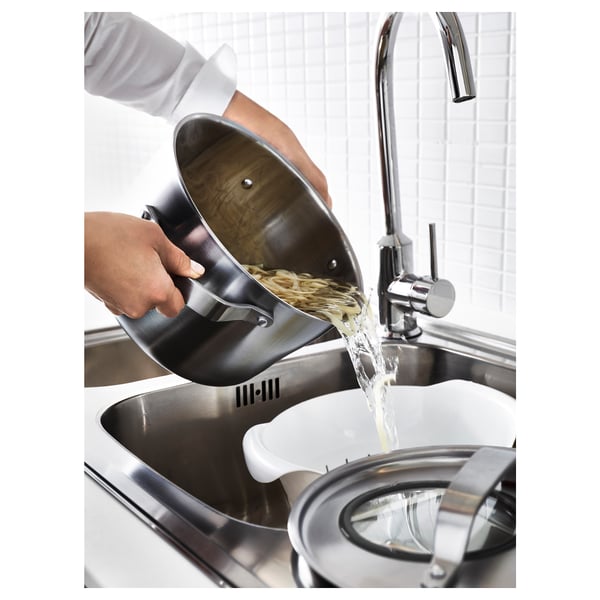 SENSUELL pot with lid, stainless steel/grey