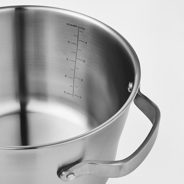SENSUELL pot with lid, stainless steel/grey