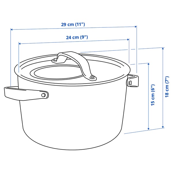 SENSUELL pot with lid, stainless steel/grey