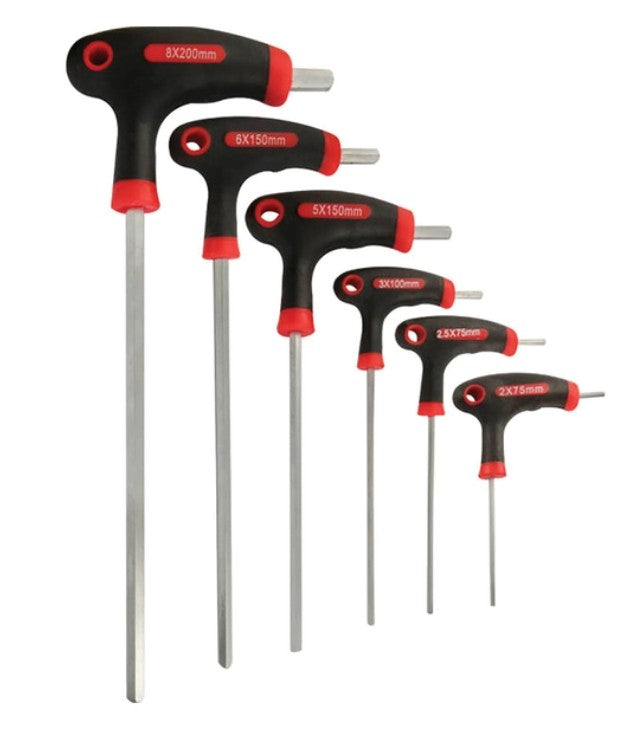 SET 6 HEX KEYS W/IMP T-HANDLE BLADE