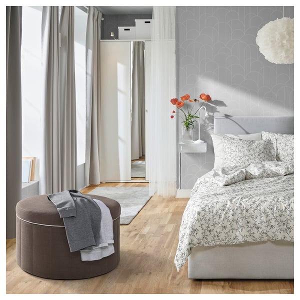 SIDSJÖ pouffe, with storage/Gransel grey-brown, 70 cm