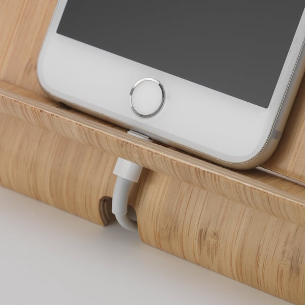 SIGFINN holder for mobile phone, bamboo veneer, 13x18x12 cm