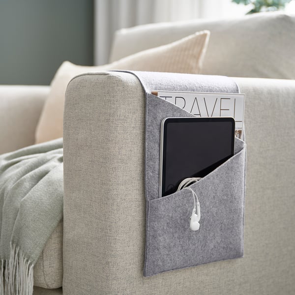 SILÄNG storage pocket for armrest, felt, 95x25 cm