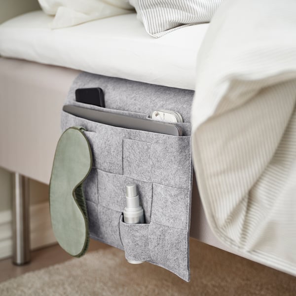 SILÄNG storage pocket for bed, felt, 75x34 cm