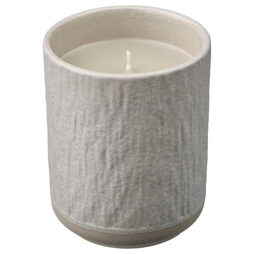 SILKESTRÄD scented candle in ceramic jar, dew & moss/off-white, 8 cm