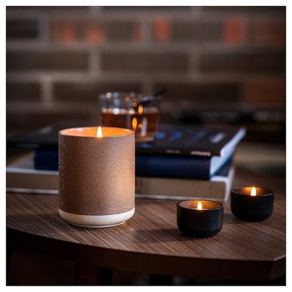 Ikea SILKESTRÄD - Scented tealight, leather & vanilla/brown, 3.5 hr