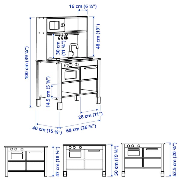 Ikea SILLTRUT - Kitchen for children, grey, 68x40x100 cm