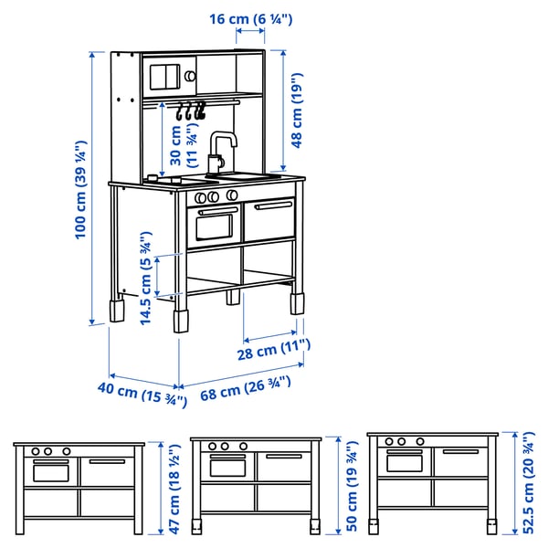 SILLTRUT kitchen for children, grey, 68x40x100 cm