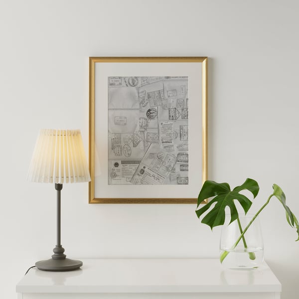 SILVERHÖJDEN frame, gold-colour, 40x50 cm