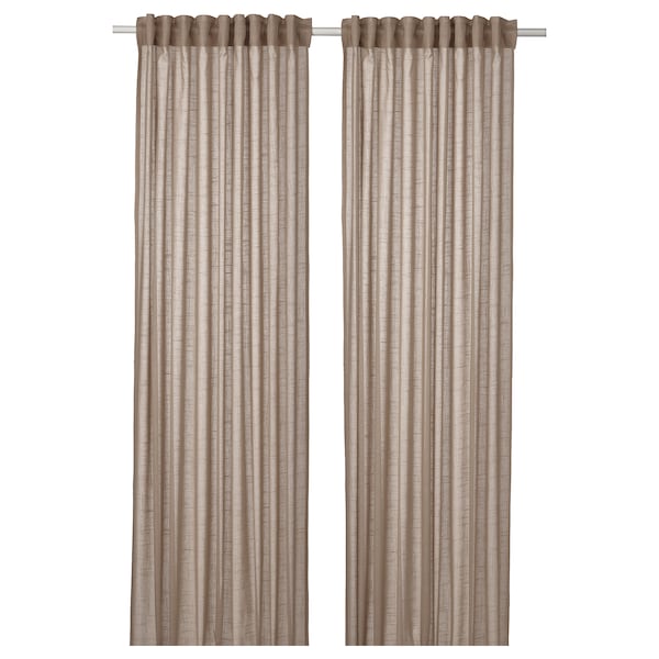 SILVERLÖNN sheer curtains, 1 pair, beige/with heading tape, 145x300 cm
