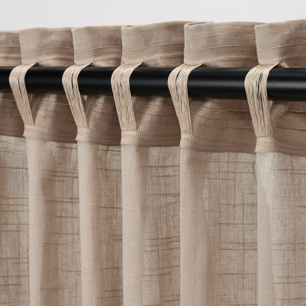 SILVERLÖNN sheer curtains, 1 pair, beige/with heading tape, 145x300 cm