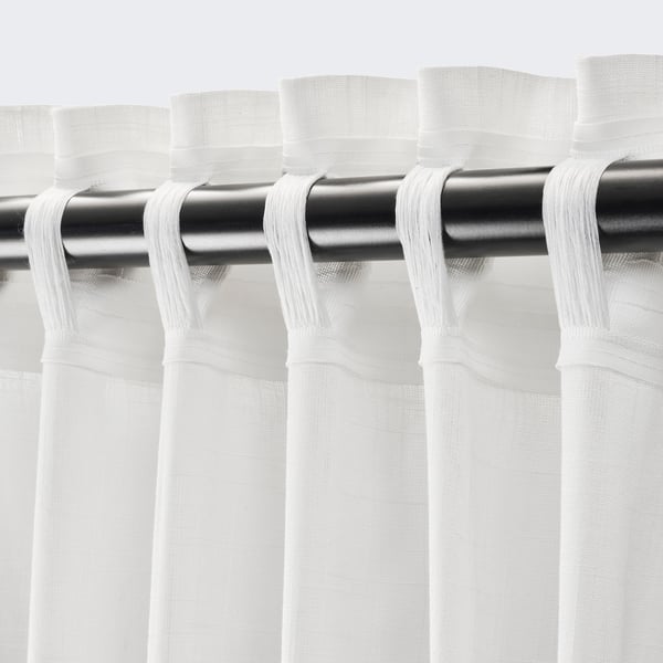 SILVERLÖNN sheer curtains, 1 pair, white/with heading tape, 145x300 cm