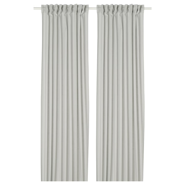 SILVERLÖNN sheer curtains, 1 pair, light grey/with heading tape, 145x300 cm