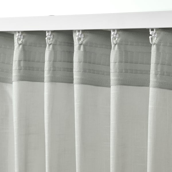 SILVERLÖNN sheer curtains, 1 pair, light grey/with heading tape, 145x300 cm