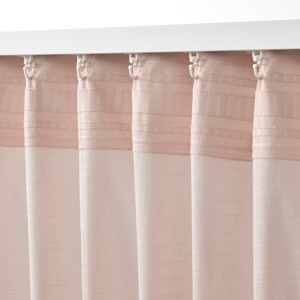 SILVERLÖNN sheer curtains, 1 pair, pink/with heading tape, 145x300 cm