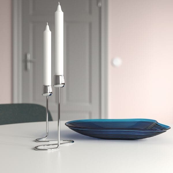 Ikea SILVERPÄRON - Candlestick for 2 candles, silver-colour, 20 cm