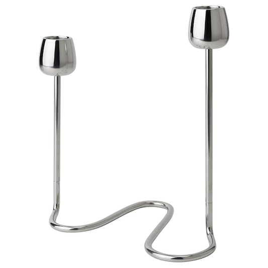 Ikea SILVERPÄRON - Candlestick for 2 candles, silver-colour, 20 cm