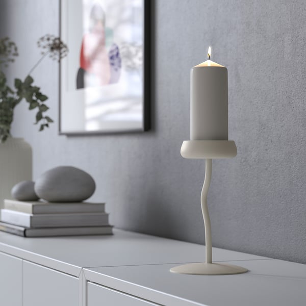 SILVERPÄRON pillar candle holder, white, 20 cm