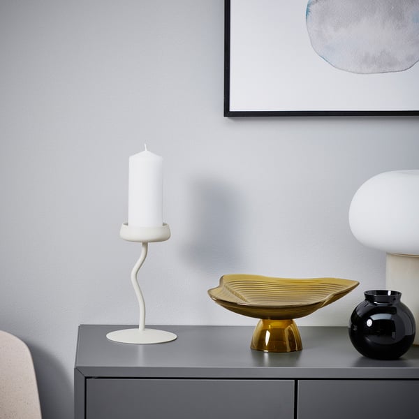 SILVERPÄRON pillar candle holder, white, 20 cm