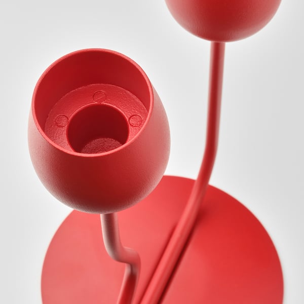 SILVERPÄRON - SILVERPÄRON Candlestick/tealight holder, bright red, 29 cm