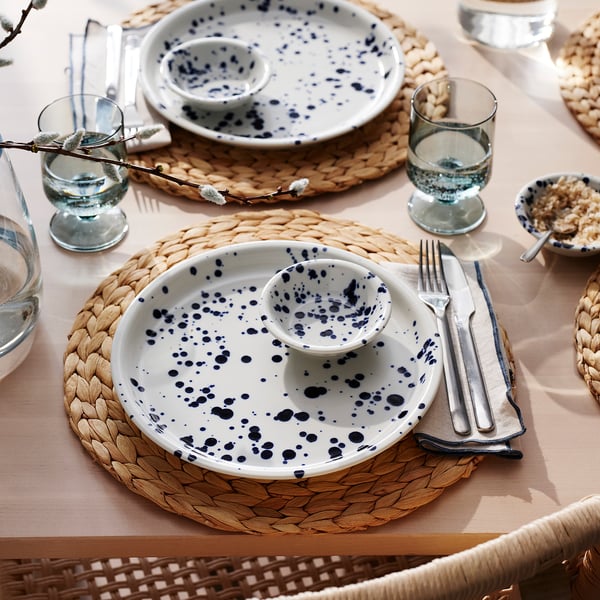 SILVERSIDA bowl, patterned/blue, 11 cm, 3 pack