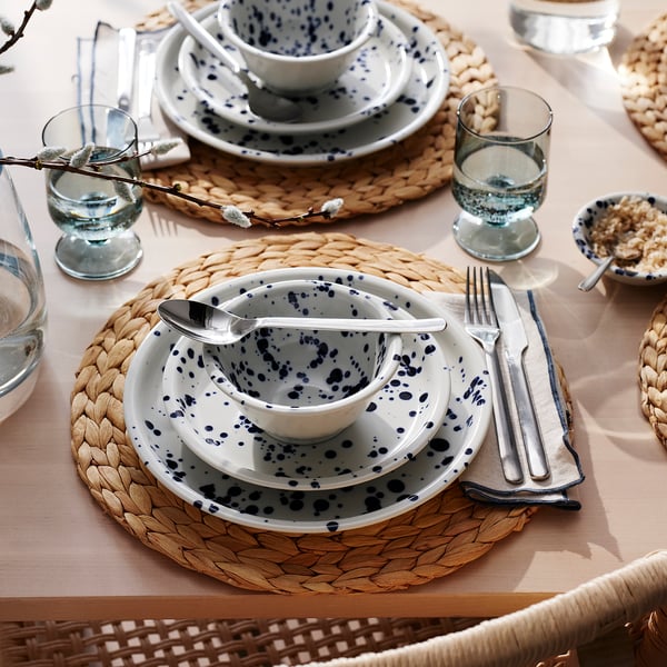 SILVERSIDA bowl, patterned/blue, 14 cm