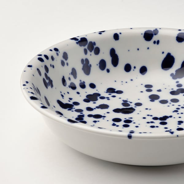 SILVERSIDA deep plate, patterned/blue, 19 cm
