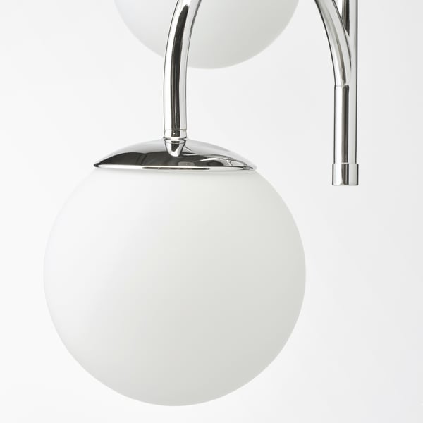 SIMRISHAMN pendant lamp, 3-armed, chrome-plated/opal white glass, 55 cm
