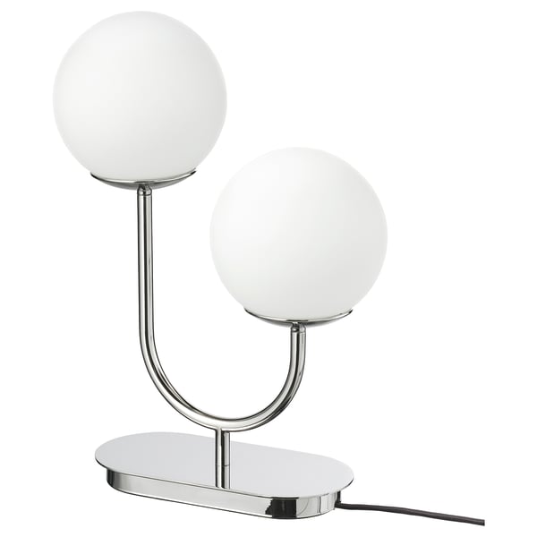 SIMRISHAMN table lamp, chrome-plated/opal white glass, 42 cm