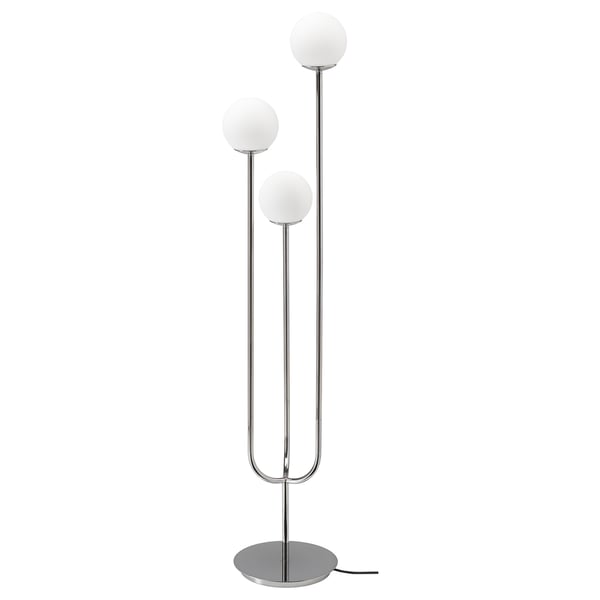 SIMRISHAMN floor lamp, chrome-plated/opal white glass, 30 cm