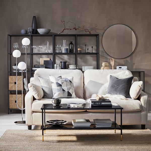 SIMRISHAMN Floor lamp - chrome/white opaline glass