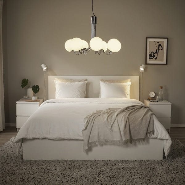 Ikea SIMRISHAMN - Chandelier, 7-armed, chrome-plated/opal white glass, 70 cm