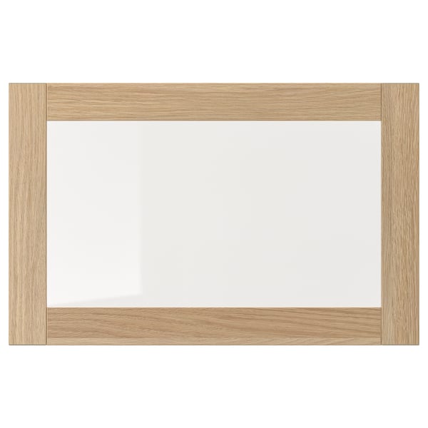 SINDVIK glass door, white stained oak effect/clear glass, 60x38 cm