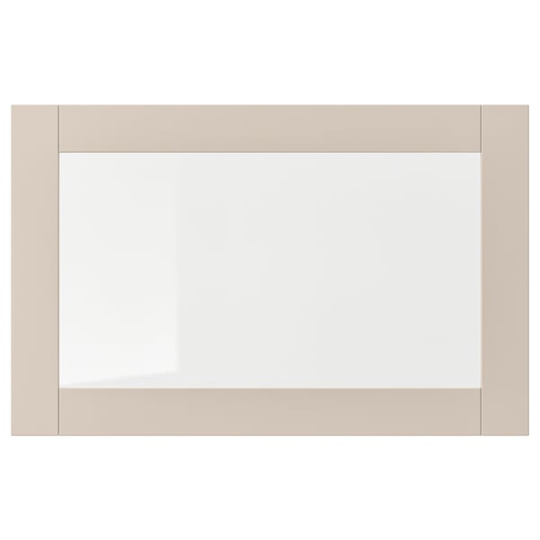 SINDVIK glass door, light grey-beige/clear glass, 60x38 cm