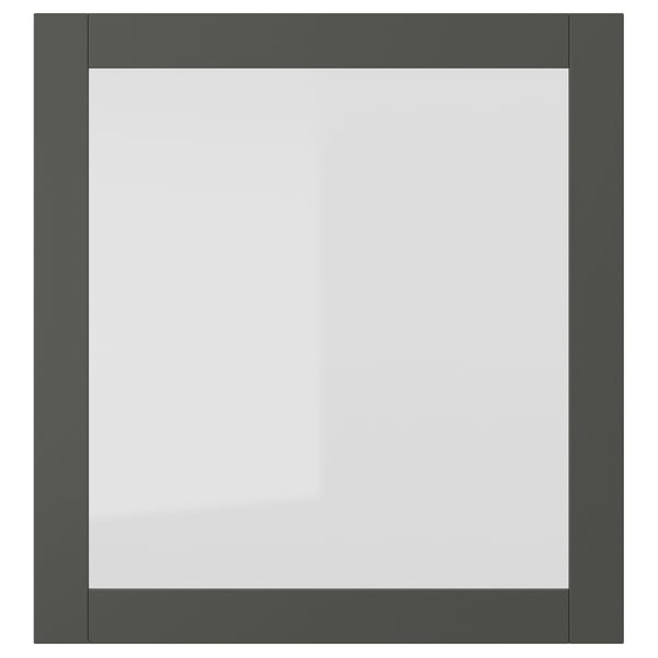 SINDVIK - SINDVIK Glass door, dark grey/clear glass, 60x64 cm