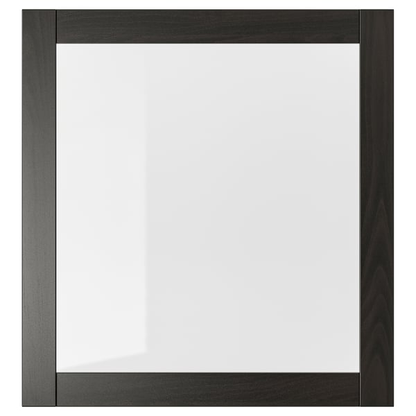 SINDVIK glass door, black-brown/clear glass, 60x64 cm