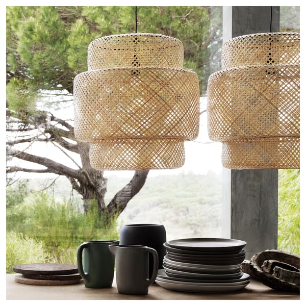 SINNERLIG pendant lamp, bamboo/handmade, 50 cm