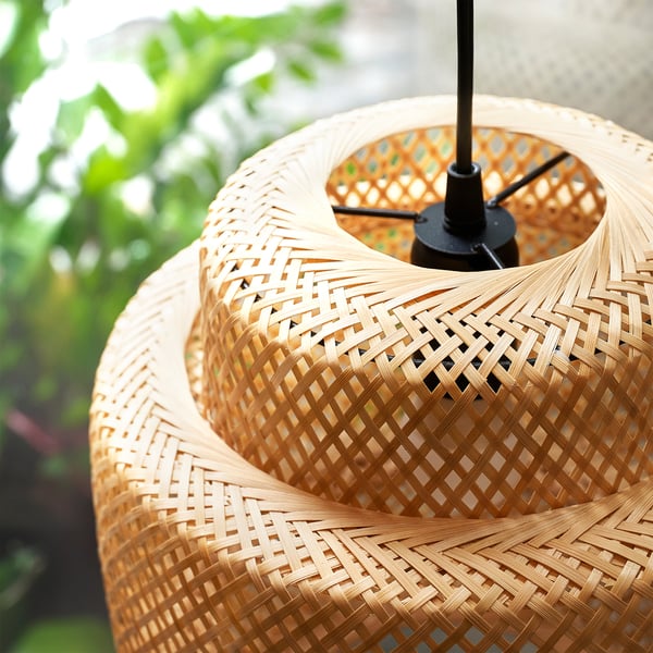 SINNERLIG pendant lamp, bamboo/handmade, 27 cm