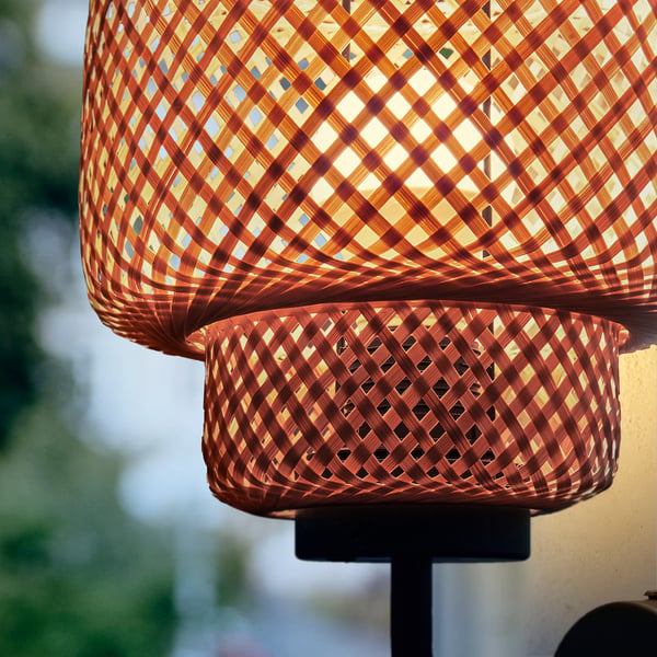 SINNERLIG wall lamp, wired-in installation, bamboo/handmade, 19x34x20 cm