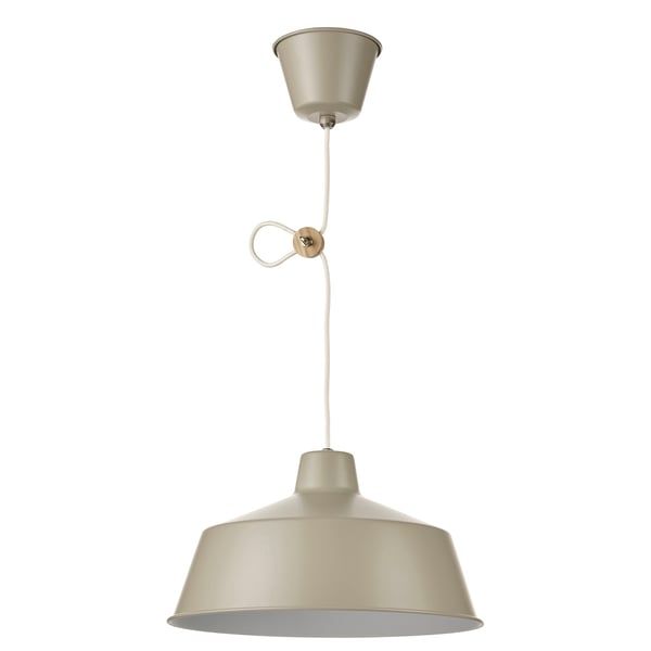SJÖMAKT pendant lamp, beige/ash, 38 cm