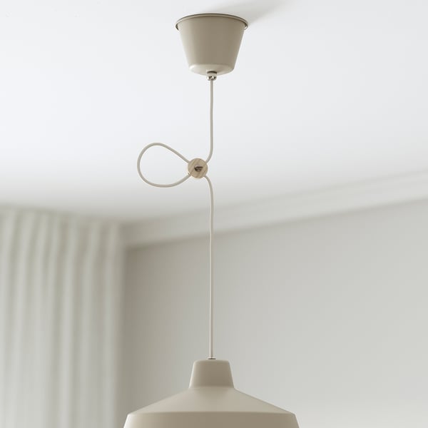 SJÖMAKT hanging lamp, beige/ash, 38 cm