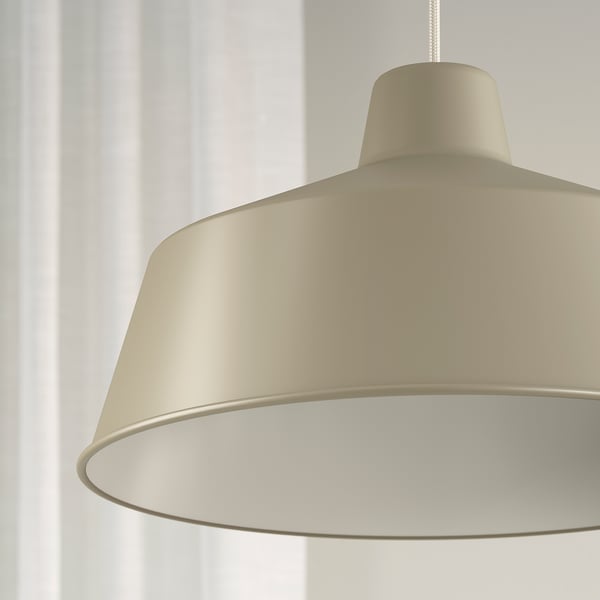 SJÖMAKT pendant lamp, beige/ash, 38 cm