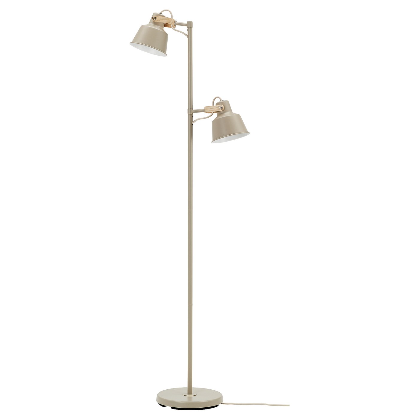 SJÖMAKT floor lamp with 2-spot, beige/ash, 15 cm