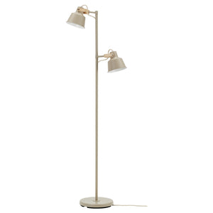 SJÖMAKT floor lamp with 2-spot, beige/ash, 15 cm