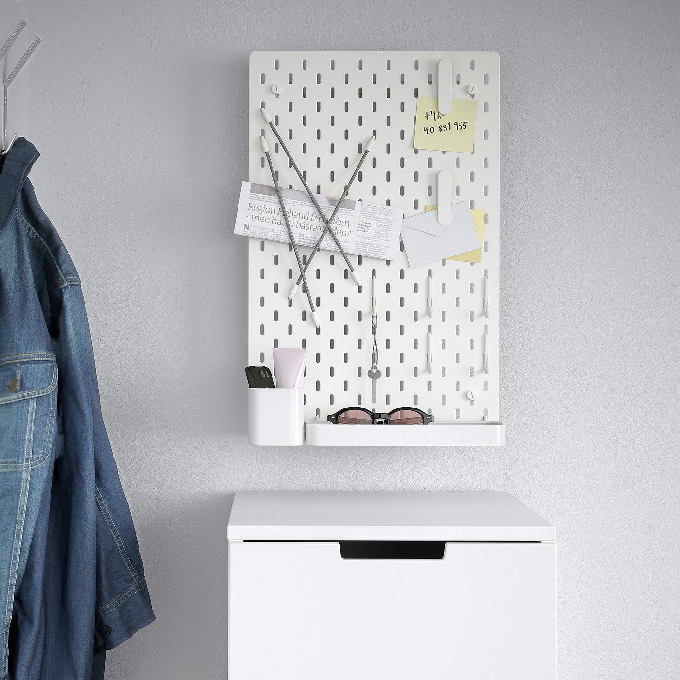 SKÅDIS pegboard combination, white, 36x56 cm