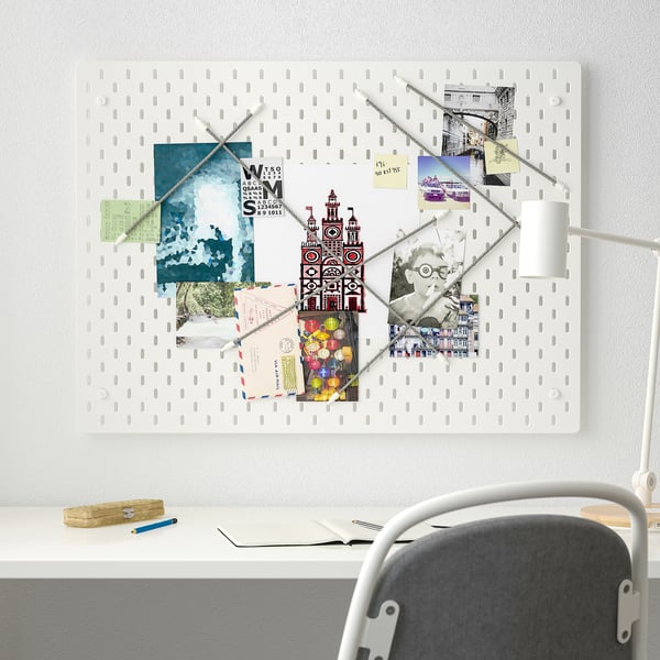 SKÅDIS pegboard combination, white, 76x56 cm