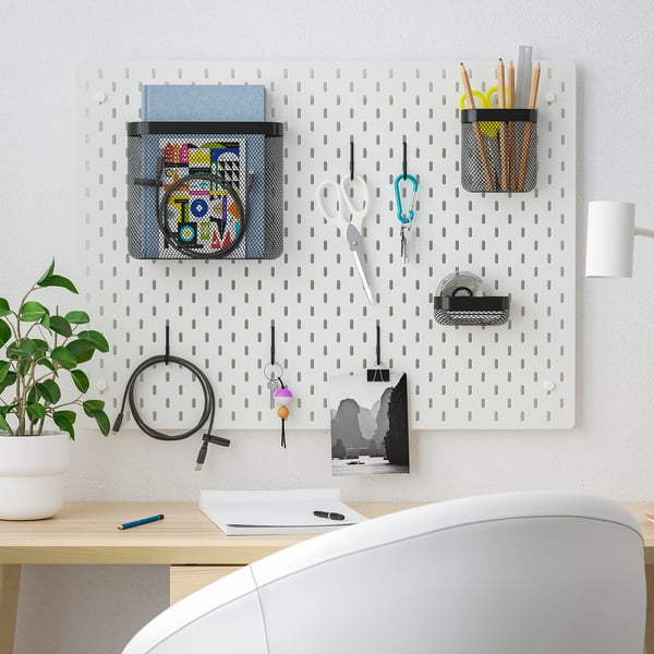 SKÅDIS pegboard combination, white, 76x56 cm
